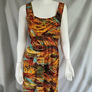 XXL dress peacock animal print silk blend summer stretch